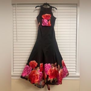 Black Floral Pink & Red 2 Piece formal dress